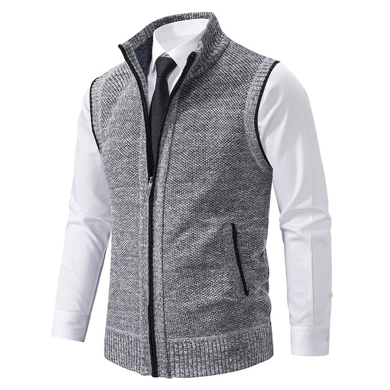 Herren nan elegante Strickweste mit Stehkragen und verdecktem Reißverschluss Echo Archiv