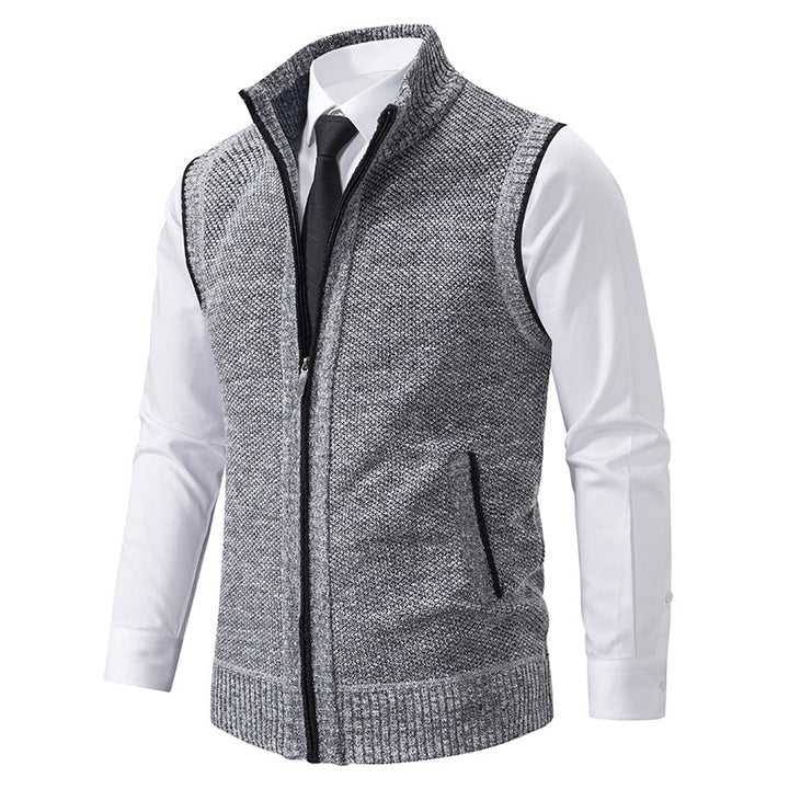 Herren nan elegante Strickweste mit Stehkragen und verdecktem Reißverschluss Echo Archiv