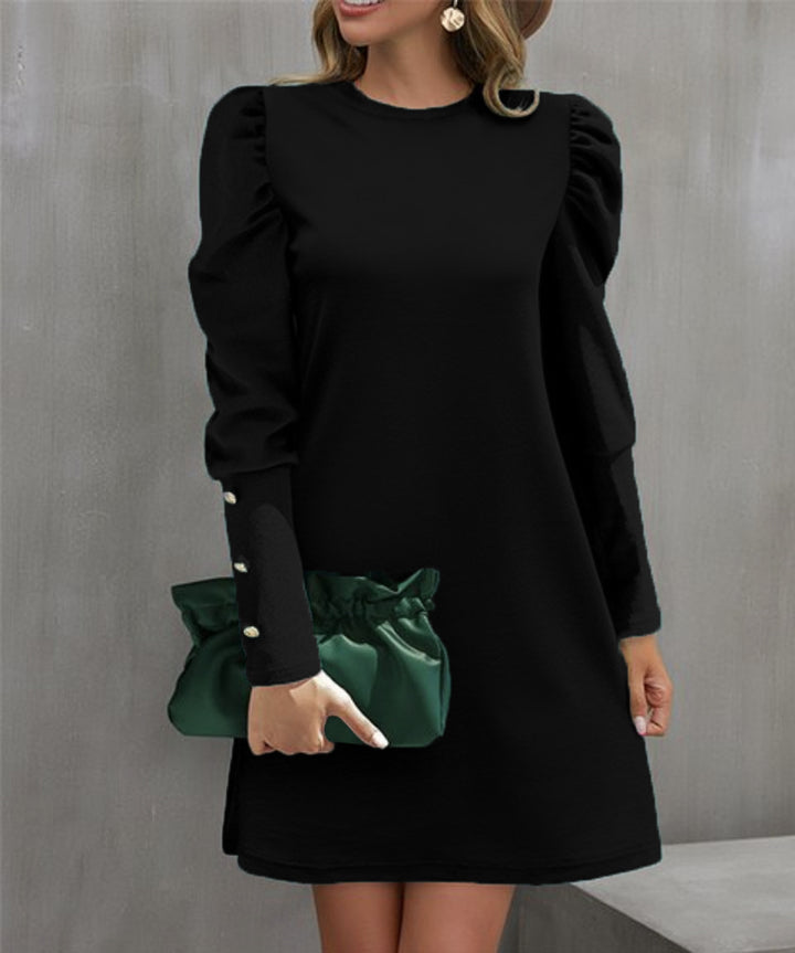 Damen nan elegantes A-Linien Minikleid mit gerafften Puffärmeln und dekorativen Manschettenknöpfen Echo Archiv