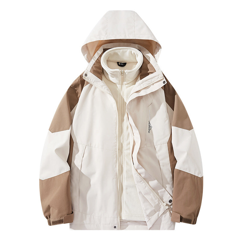Herren Wasserabweisende zweilagige Trekkingjacke mit abnehmbarer Fleece-Innenjacke und Kapuze Echo Archiv