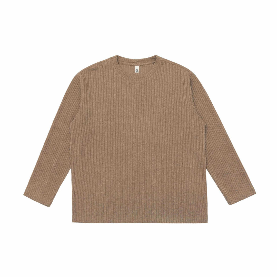 Unisex Gerippter Rundhalspullover aus feinem Strick mit Relaxed‑Fit Echoarchiv