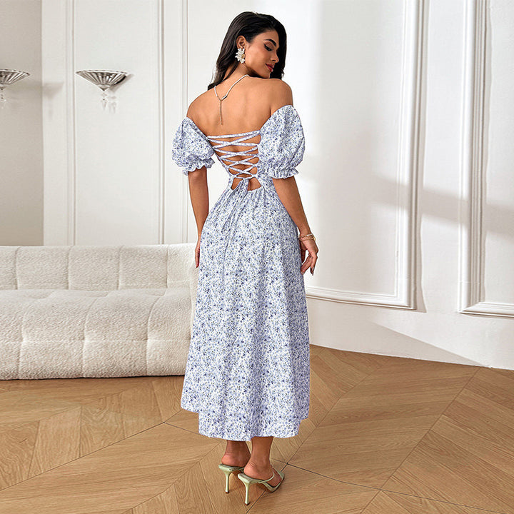 Damen Off-Shoulder Maxikleid mit voluminösen Puffärmeln Echo Archiv
