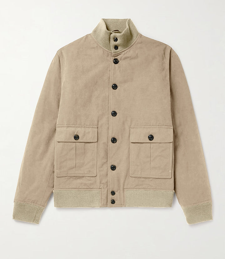 Herren funktionale Utility-Jacke mit hohem Kragen und aufgesetzten Taschen Echoarchiv