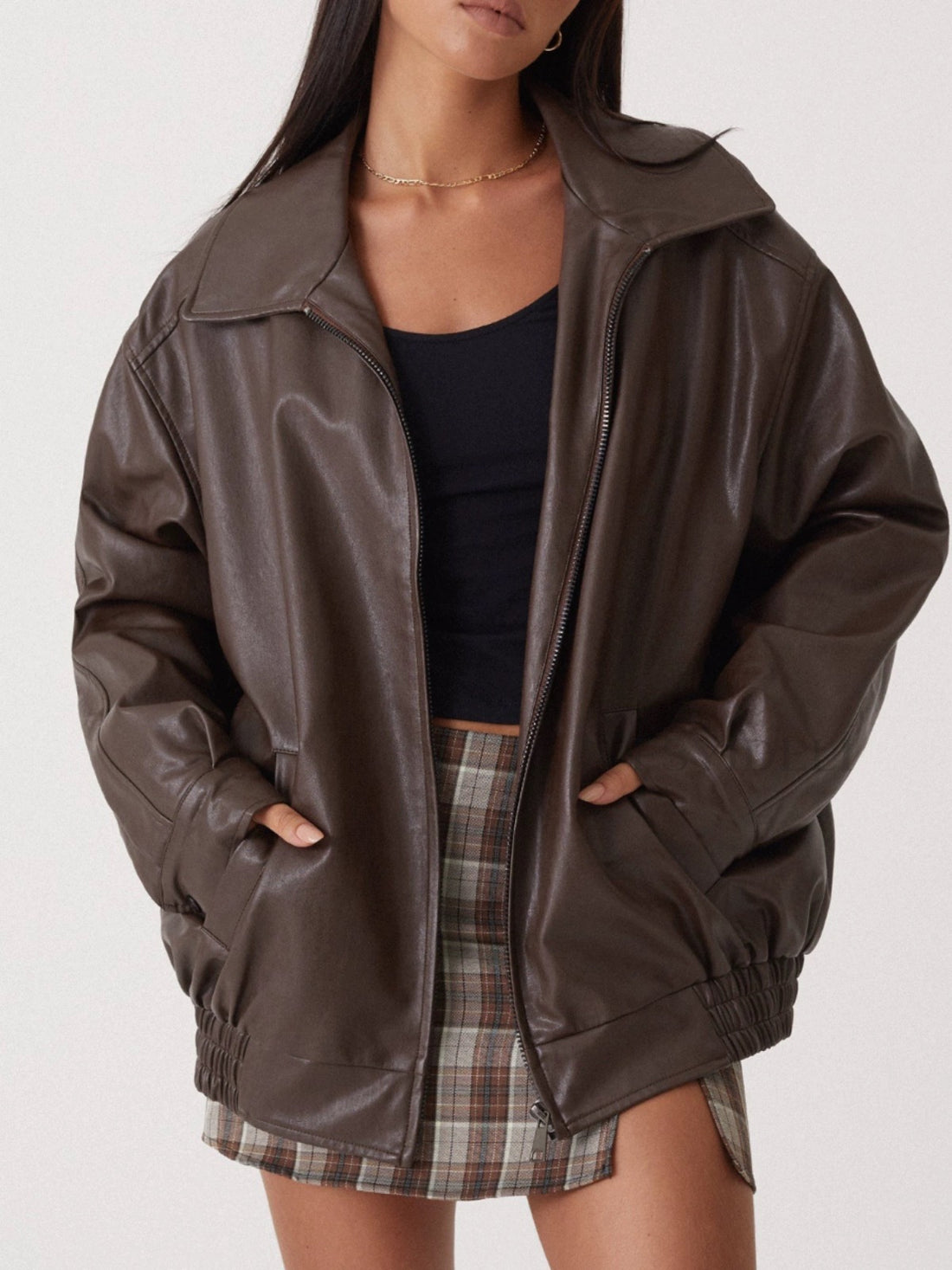 Lederjacke mit Reißverschluss – Velloura