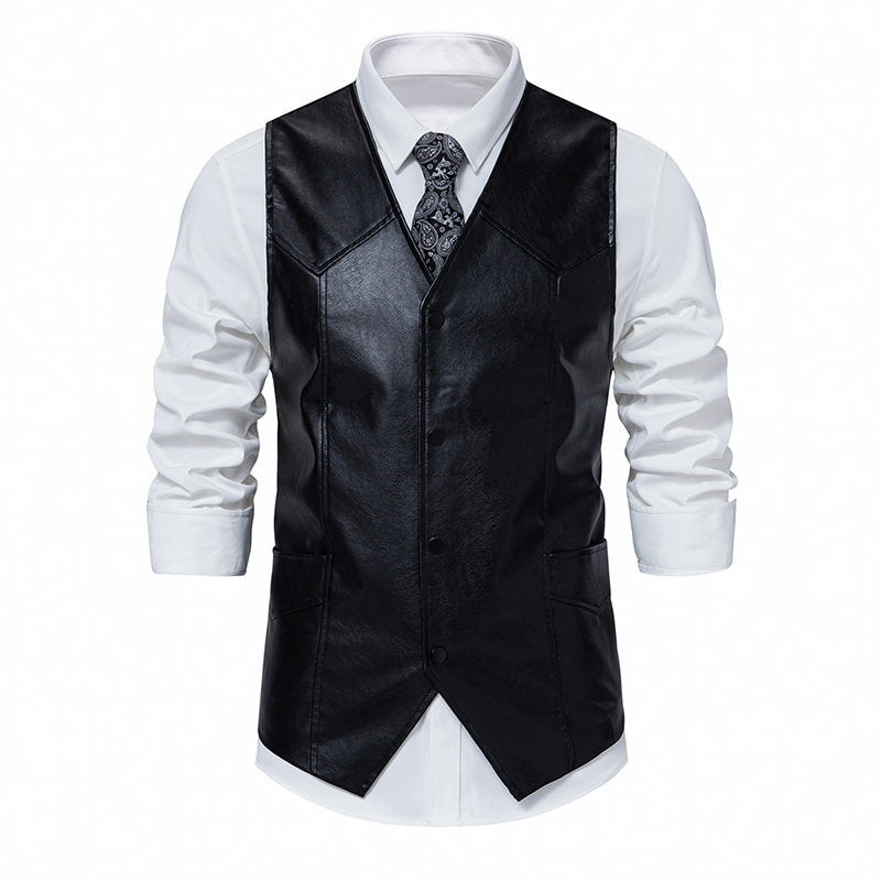 Herren elegante Kunstlederweste Echoarchiv