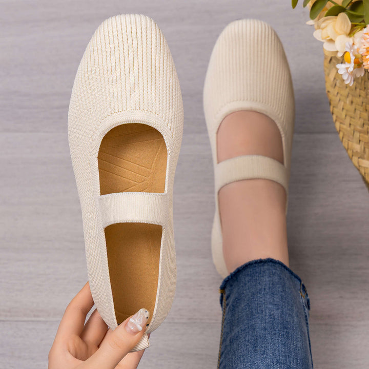 Damen nan gestrickter Mary-Jane-Slipper mit elastischem Riemen, nahtlosem Sockeneinstieg und dämpfender Komfortsohle Echo Archiv