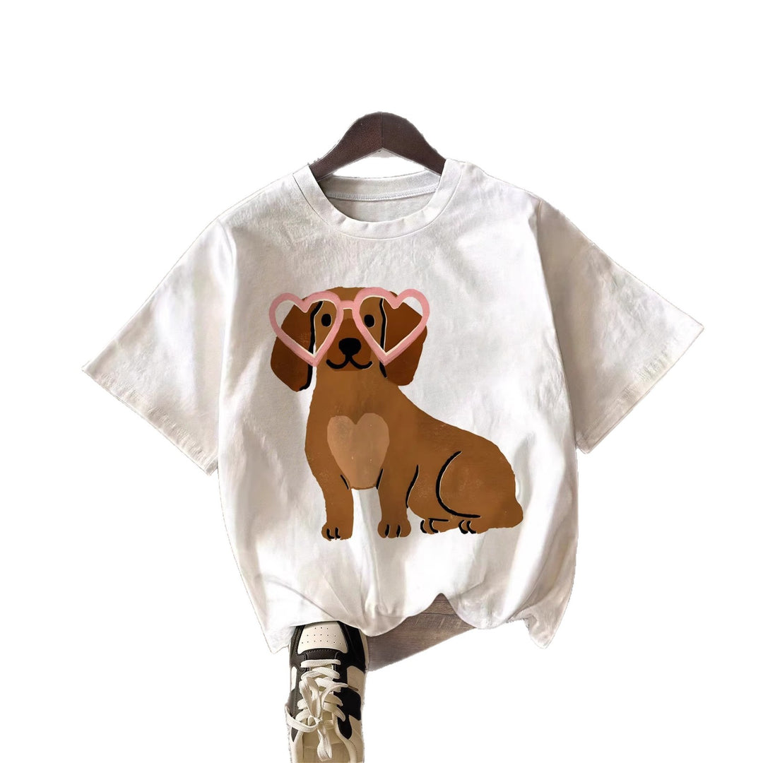 Damen T-Shirt mit niedlichem Hunde-Motiv und verspieltem Design Echo Archiv