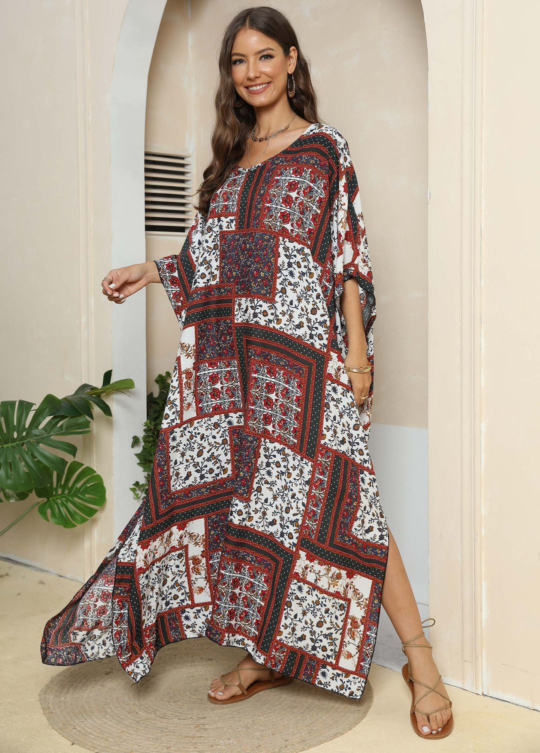 Damen lässiges Maxikleid im Patchwork-Design Echo Archiv
