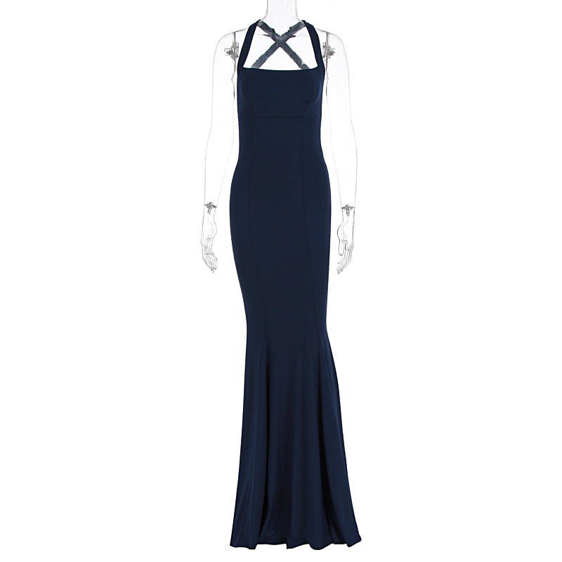 Damen Elegantes langen Kleid mit schulterfreien Trägern und leichtem Schimmer Echo Archiv