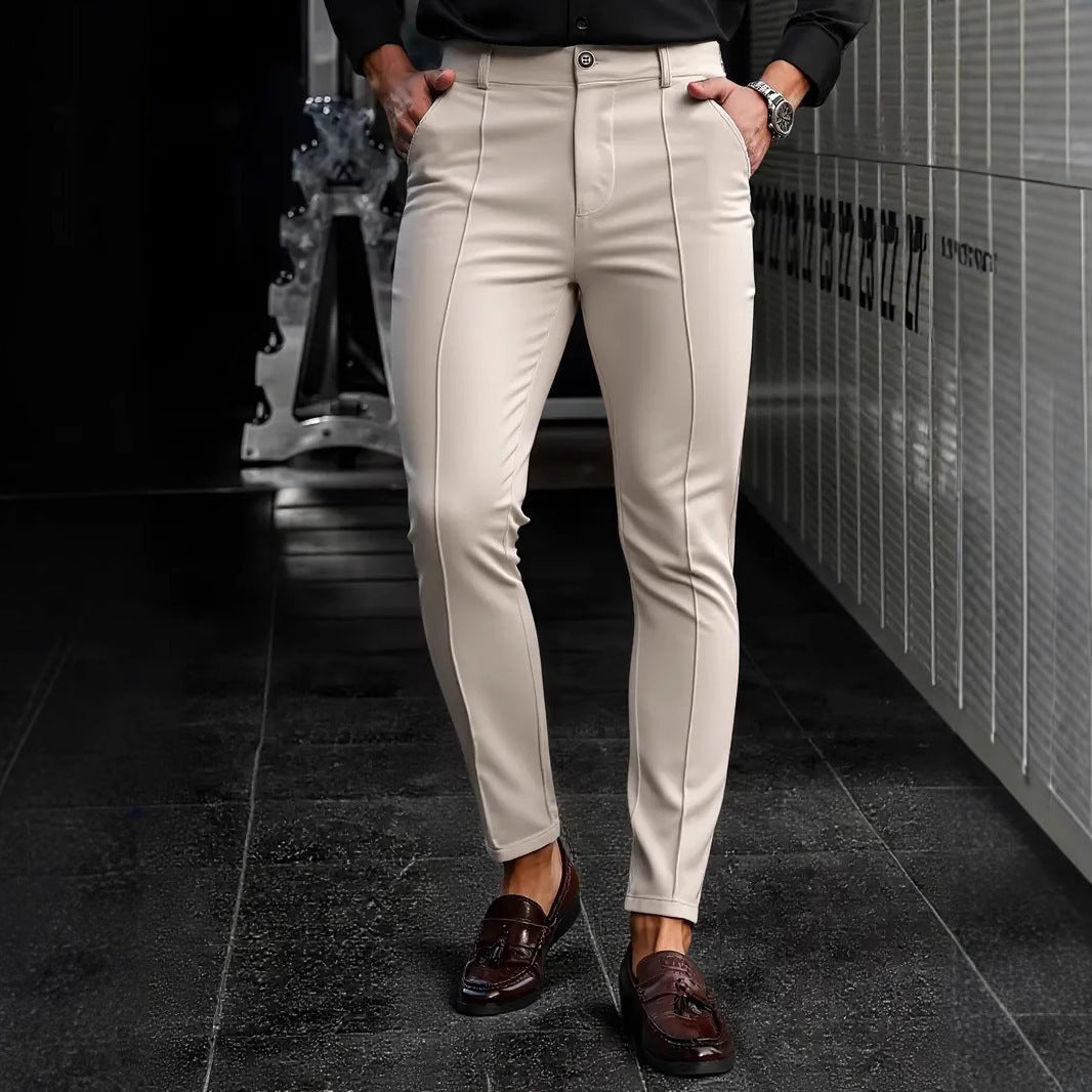 Herren Modische Slim-Fit Anzughose mit feinen Nähte Echoarchiv