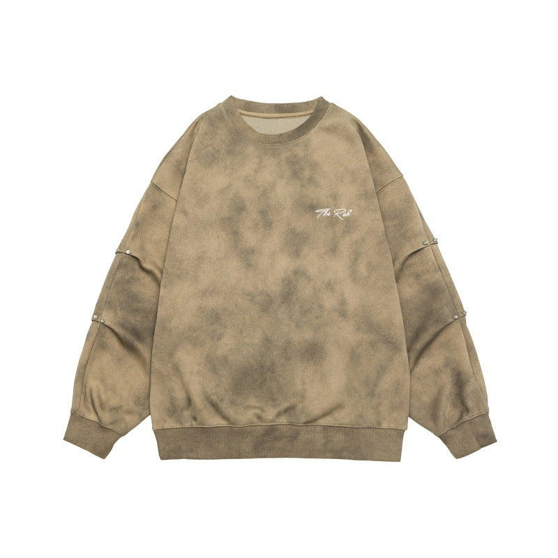 Unisex Oversize-Sweatshirt mit Stonewash-Optik und Ärmel-Druckknöpfen Echoarchiv
