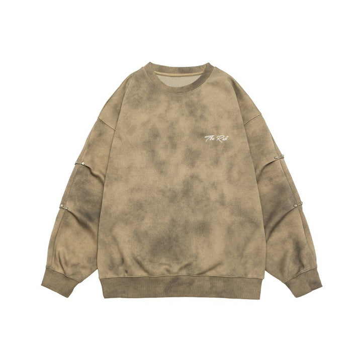 Unisex Oversize-Sweatshirt mit Stonewash-Optik und Ärmel-Druckknöpfen Echoarchiv