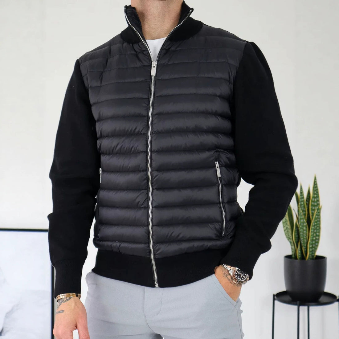 Herren Modische Steppjacke mit hohem Kragen – Taviero
