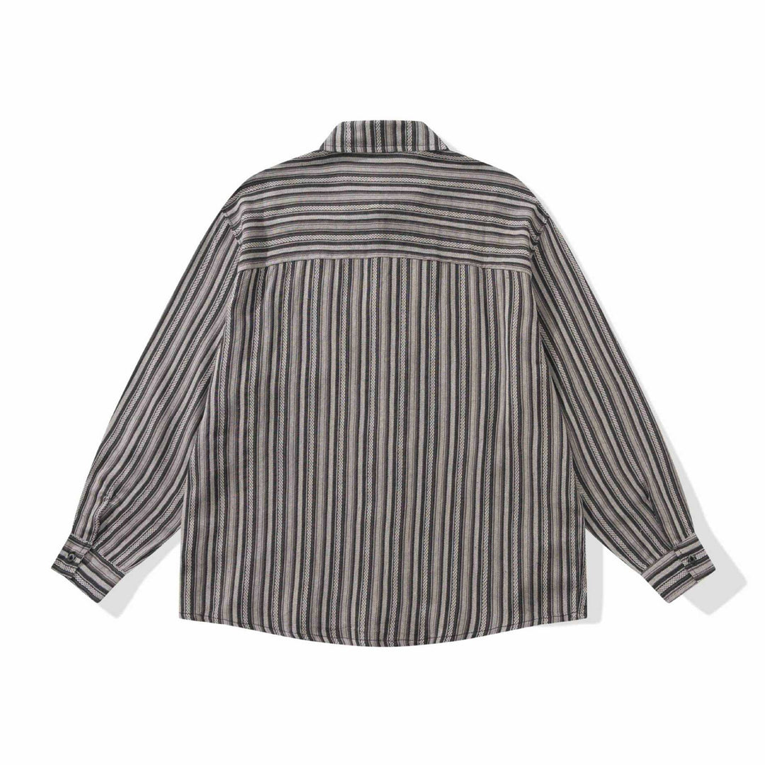 Herren Lockeres Overshirt-Hemd mit gestreifter Webstruktur, Brusttasche und legerem Schnitt Echoarchiv