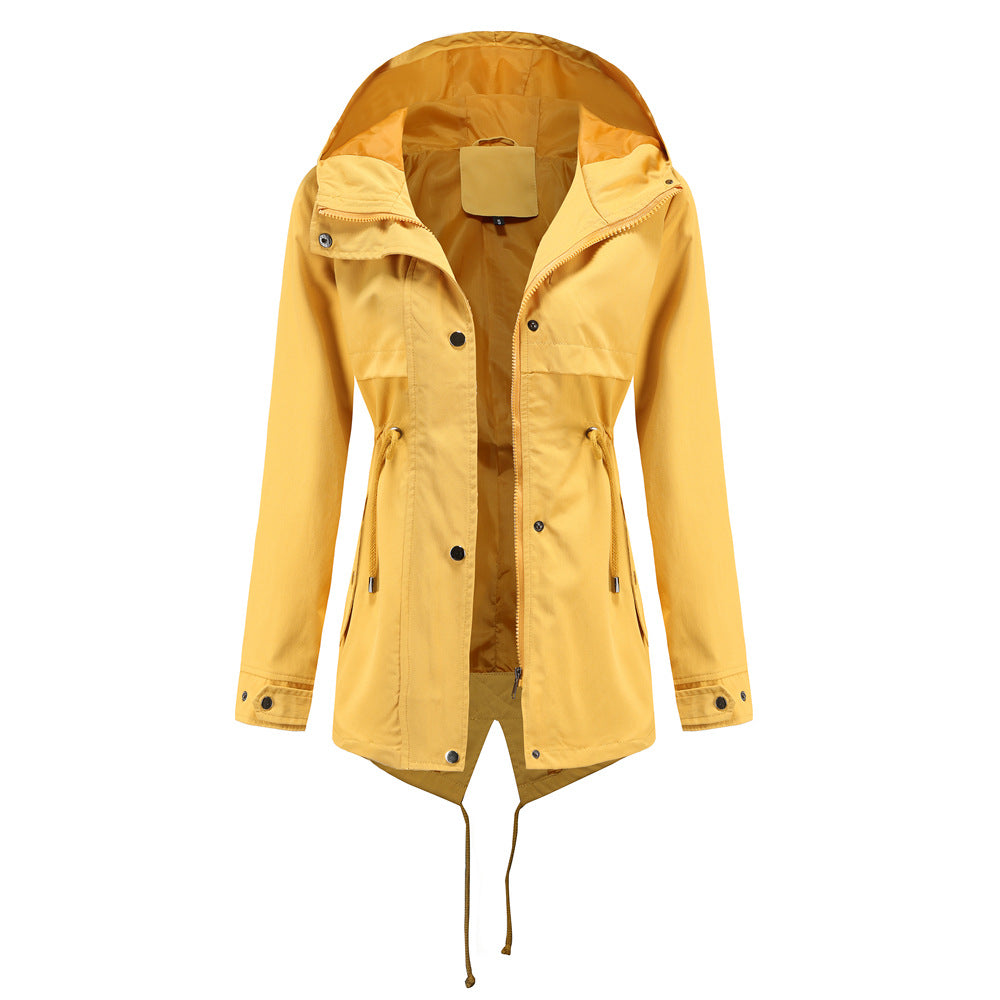 Damen nan wasserabweisender Parka mit taillenkordel und asymmetrischem Saum Echo Archiv