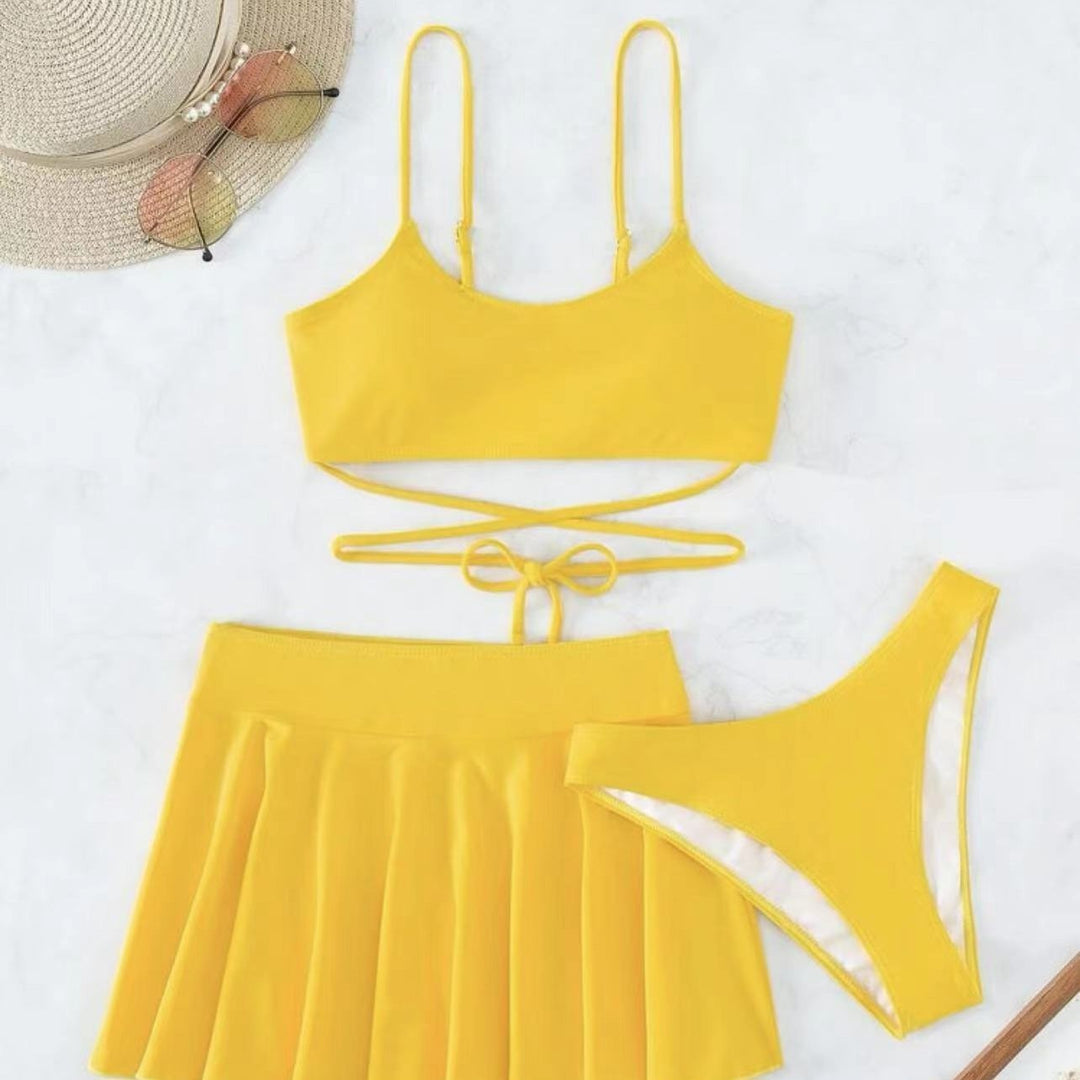 Damen Bikini-Set mit transparentem Rock und verstellbarem Oberteil Echo Archiv