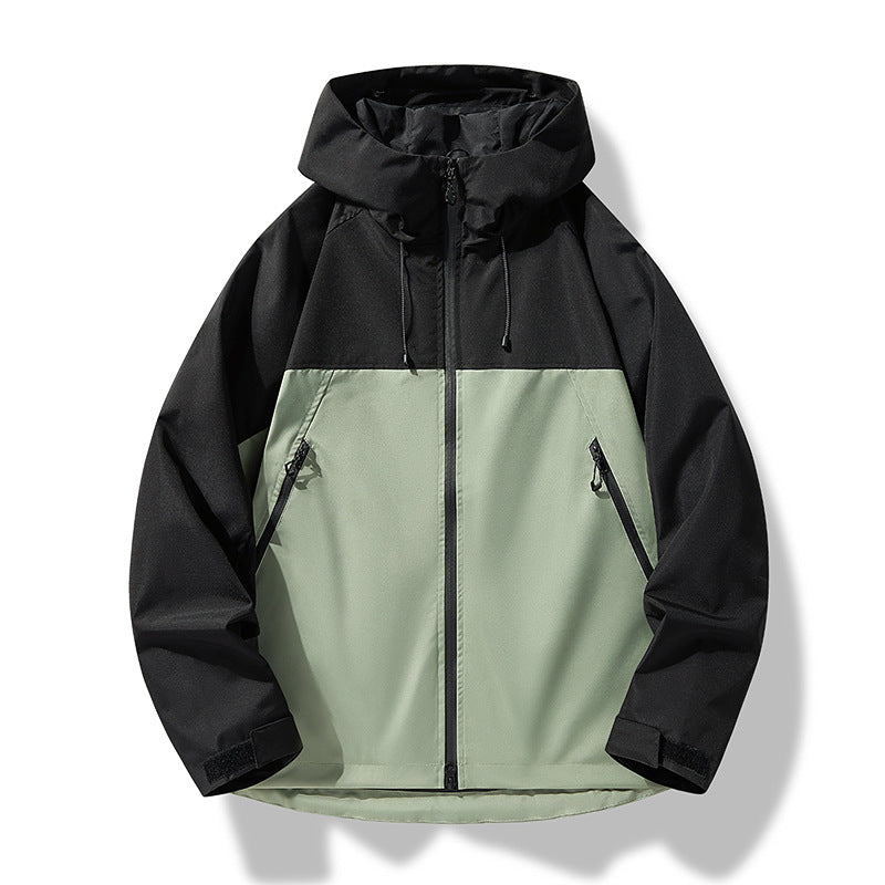 Herren Softshell-Outdoorjacke im Blockdesign mit Kapuze, Reißverschluss und wasserabweisender Beschichtung Echoarchiv