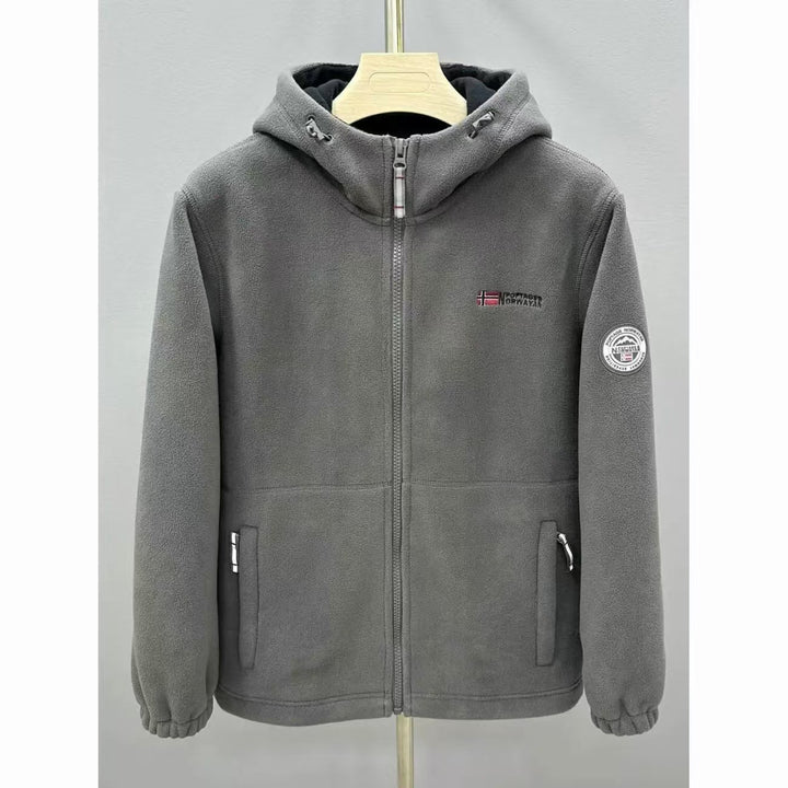 Herren Warme Fleece-Kapuzenjacke mit Sherpa-Futter, Windschutz & Reißverschlusstaschen Echo Archiv