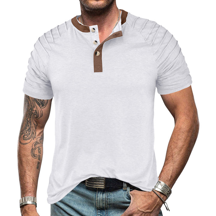 Herren Kurzarm-Henley-Shirt mit eleganter Knopfleiste und modischen Akzenten Echoarchiv