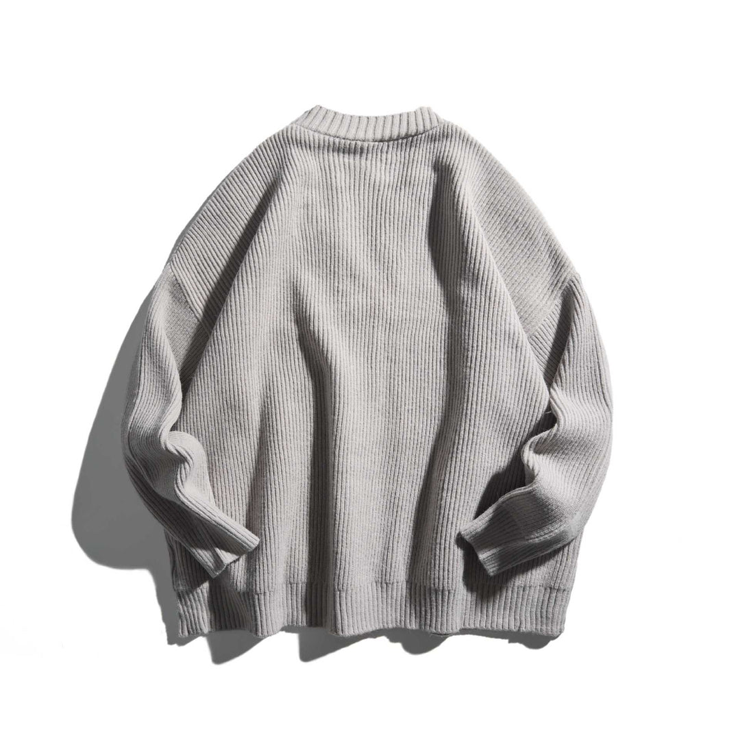 Damen Oversize Rippenstrick-Cardigan mit V‑Ausschnitt und aufgesetzten Taschen Echoarchiv