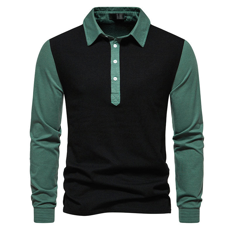 Herren Langarm-Henley-Shirt aus hochwertigem, atmungsaktivem Material mit Kontrastärmeln Echoarchiv