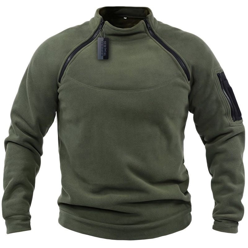 Herren Funktionsfleece-Pullover mit Schulterbelüftung, hohem Stehkragen und Armtasche – Marzano