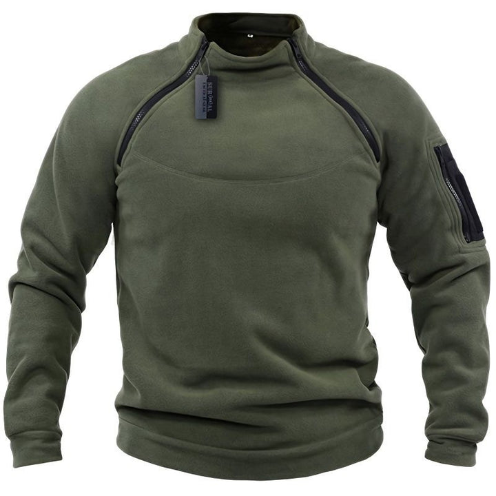 Herren Funktionsfleece-Pullover mit Schulterbelüftung, hohem Stehkragen und Armtasche – Marzano