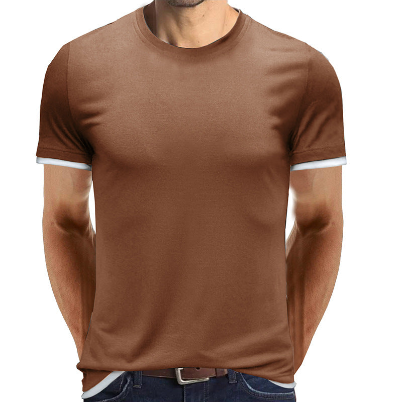 Herren atmungsaktives Rundhals-T-Shirt mit kontrastierenden Ärmeln Echoarchiv