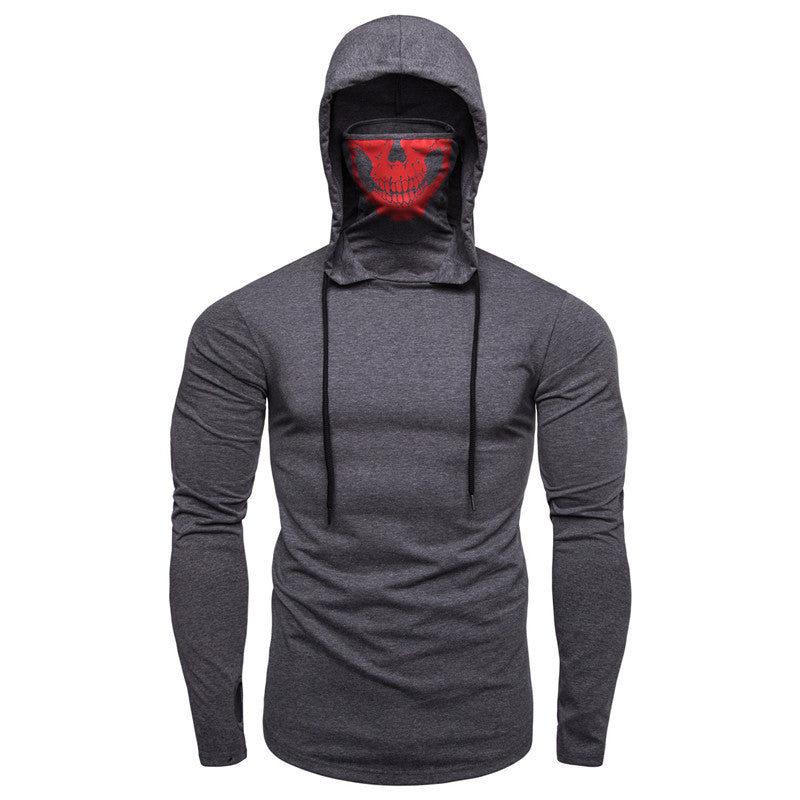 Herren Slim-Fit Kapuzenpullover mit integrierter Totenkopf-Gesichtsmaske Echo Archiv