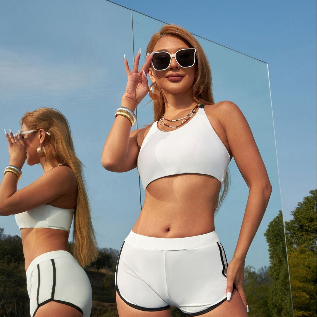 Damen Sportliches Bikini-Set mit hochgeschlossenem Top und bequemen Hosen Echo Archiv