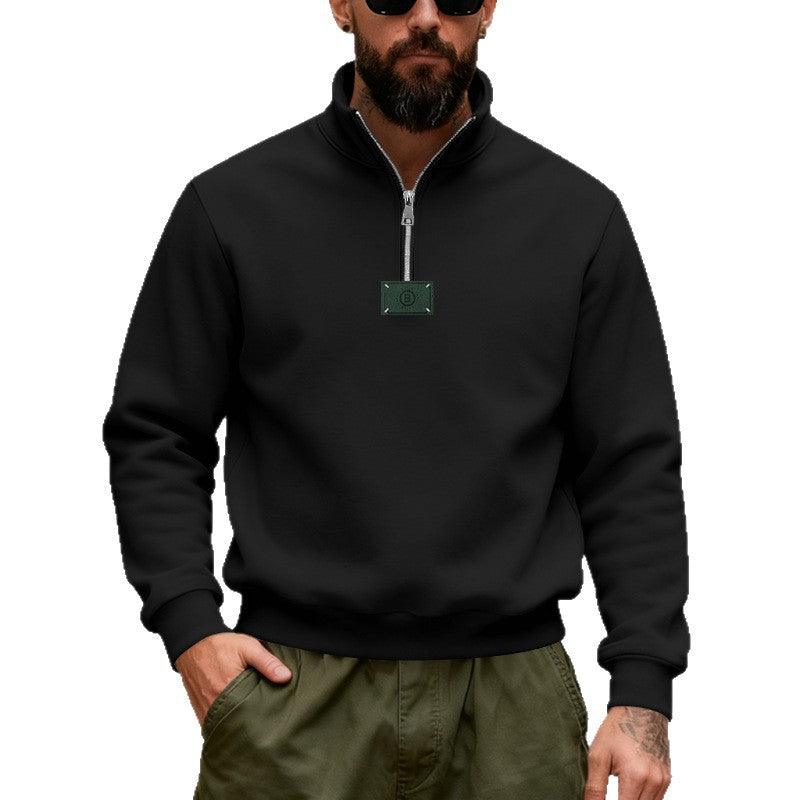 Herren nan hochgeschlossener Quarterzip-Sweatshirt aus schwerem Baumwollfleece mit Stehkragen Echo Archiv