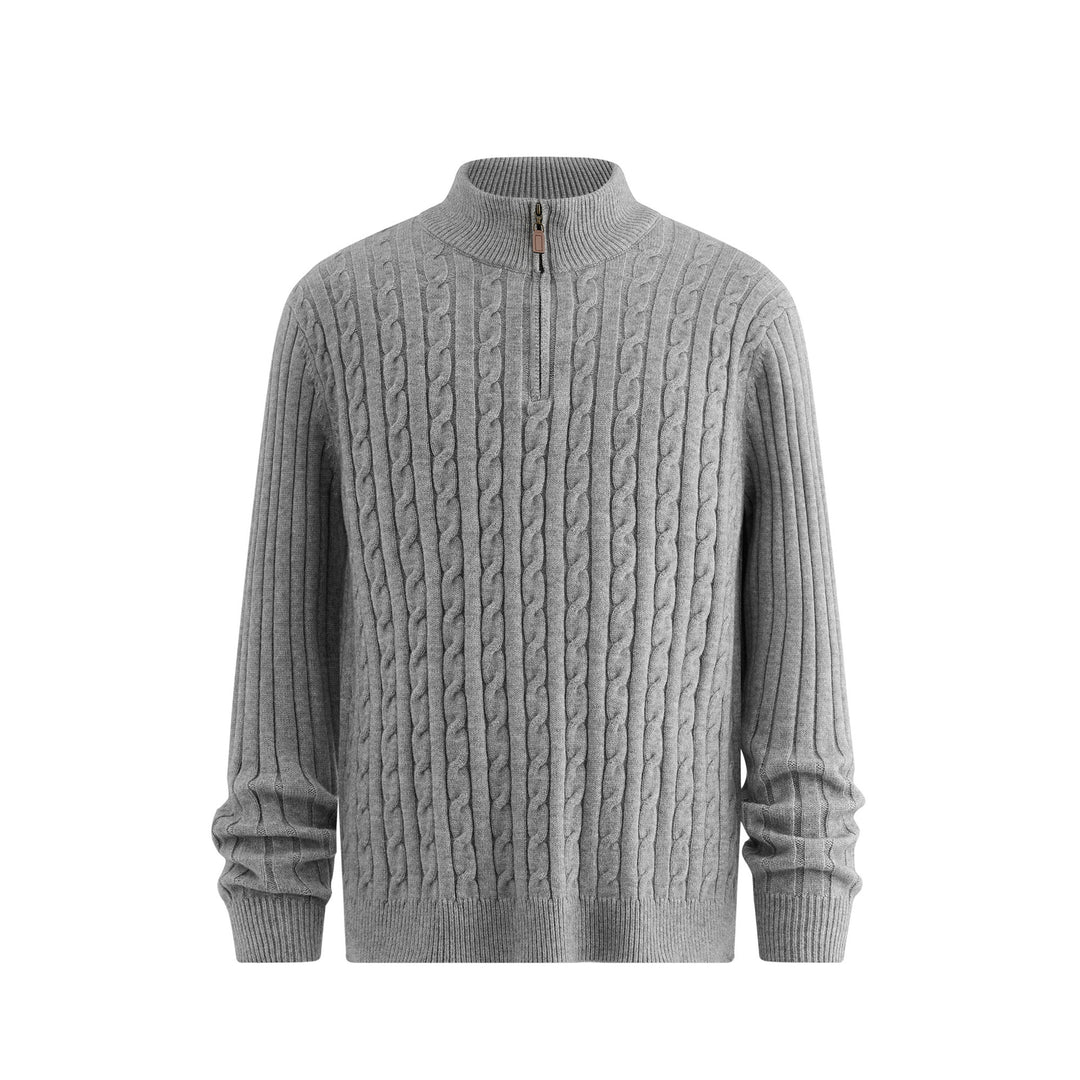 Herren Klassischer Grobstrickpullover mit Zippkragen Echoarchiv
