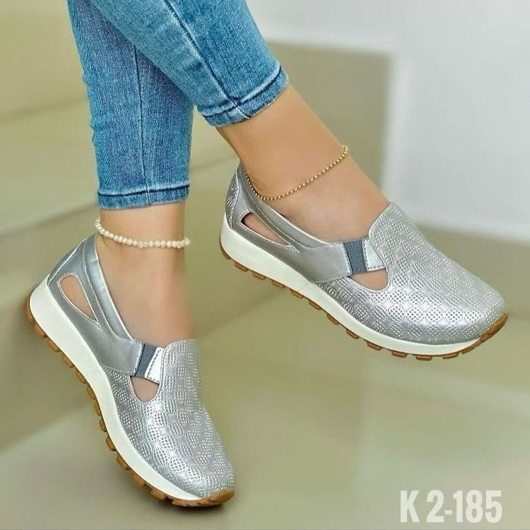 Damen  atmungsaktive Slip-On Keilsneaker aus Kunstleder mit Cut-Outs und gepolsterter Komfortsohle Echo Archiv