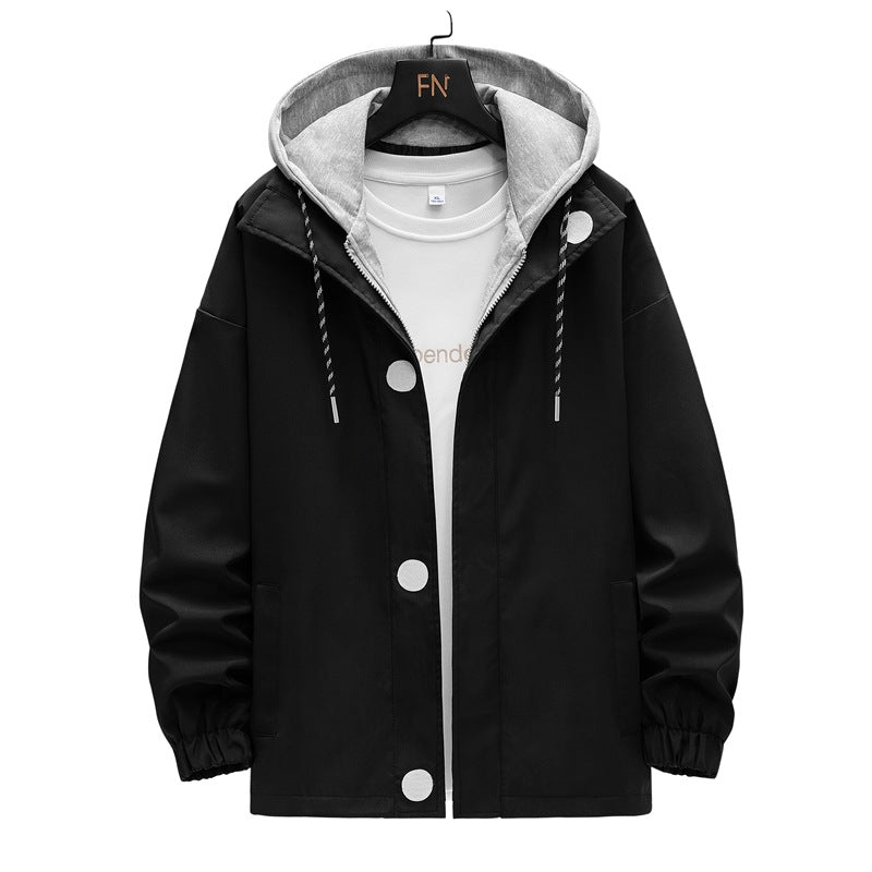 Herren zweilagige Kapuzen‑Overlayerjacke mit kontrastierter Innenkapuze und elastischen Bündchen Echo Archiv