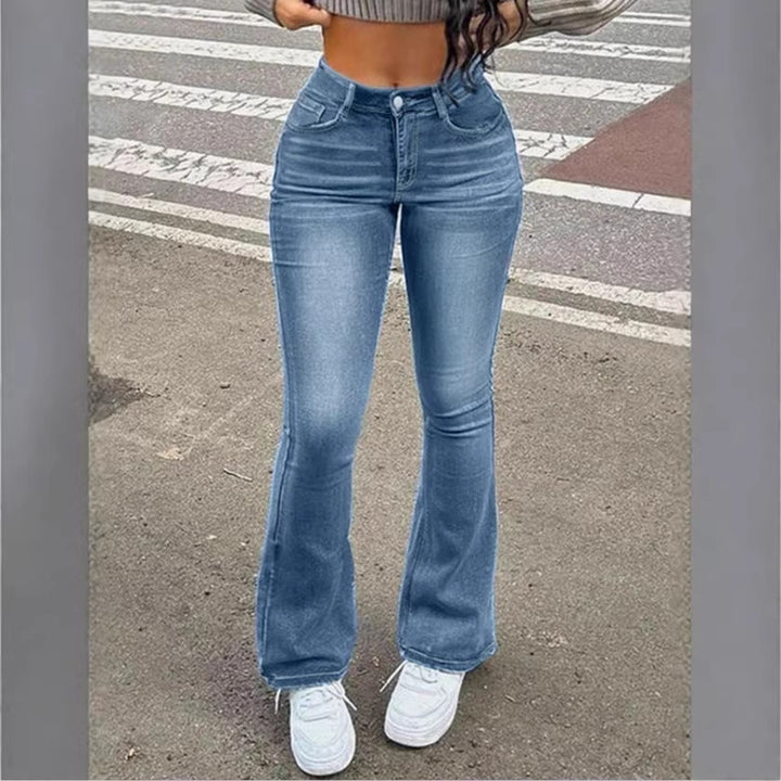 Damen hochtaillierte Bootcut-Jeans mit sculptendem Hüftbund Echo Archiv