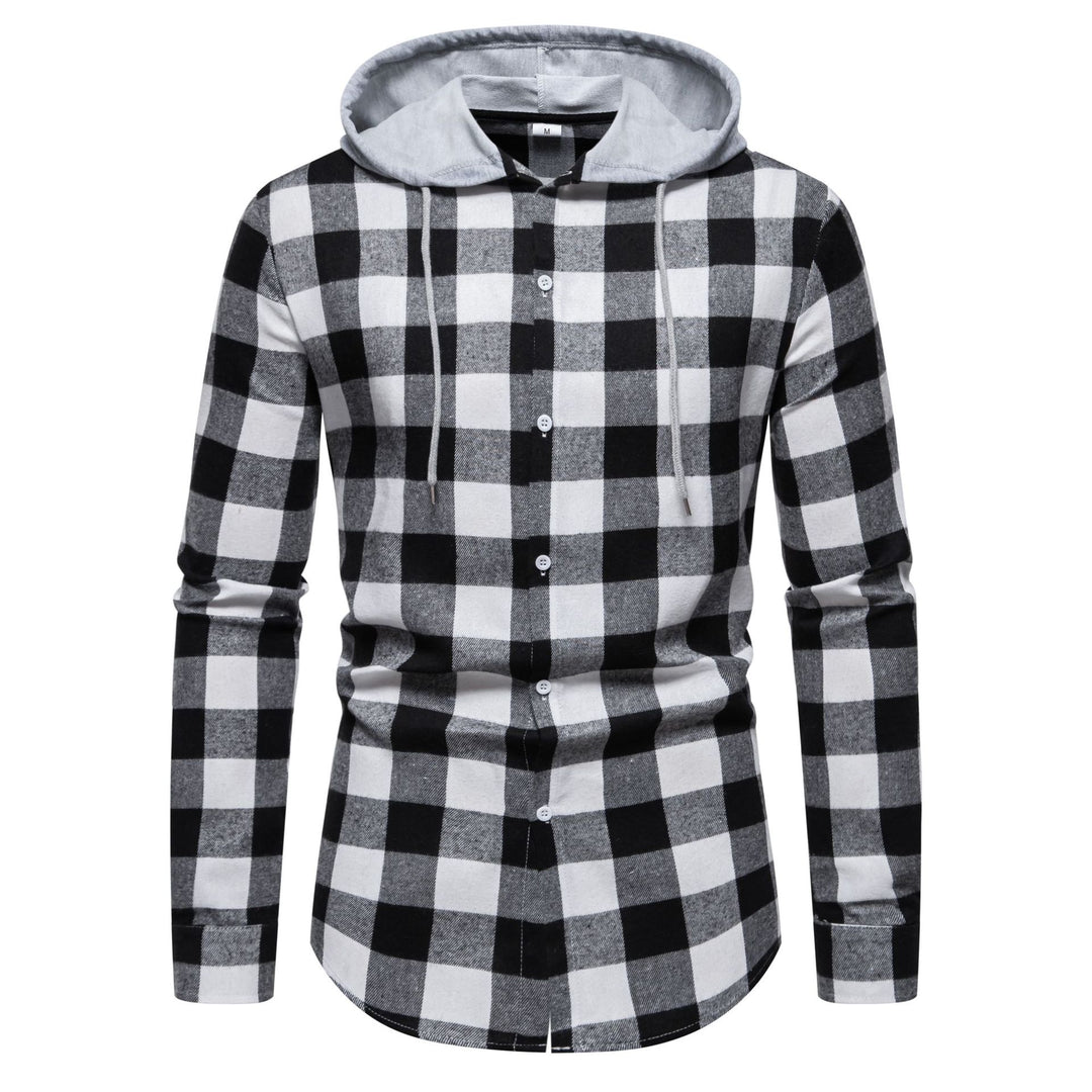 Herren Flanellhemden mit integriertem Kapuzen-Design und lässigem Look Echoarchiv