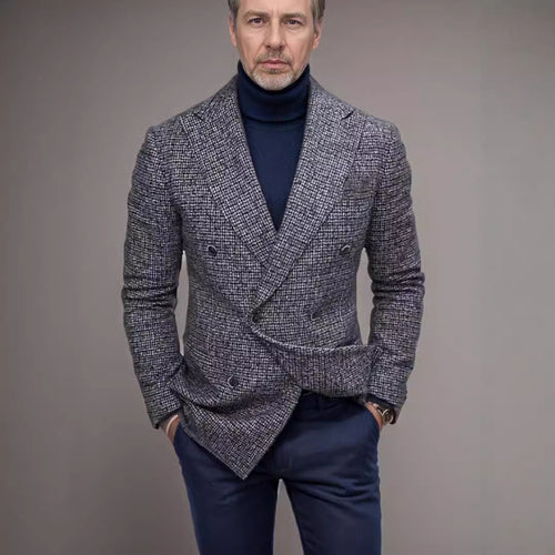 Herren zweireihiger Blazer aus hochwertigem Stoff mit modernen Details Echoarchiv