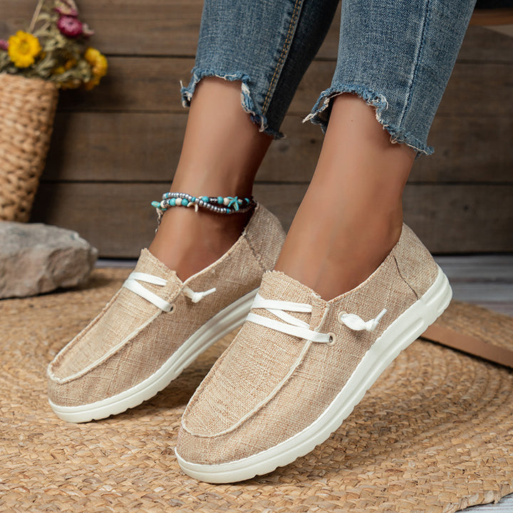Damen  lässige Leinen-Slipper mit gepolstertem Memory-Fußbett und rutschfester Flexsohle Echo Archiv
