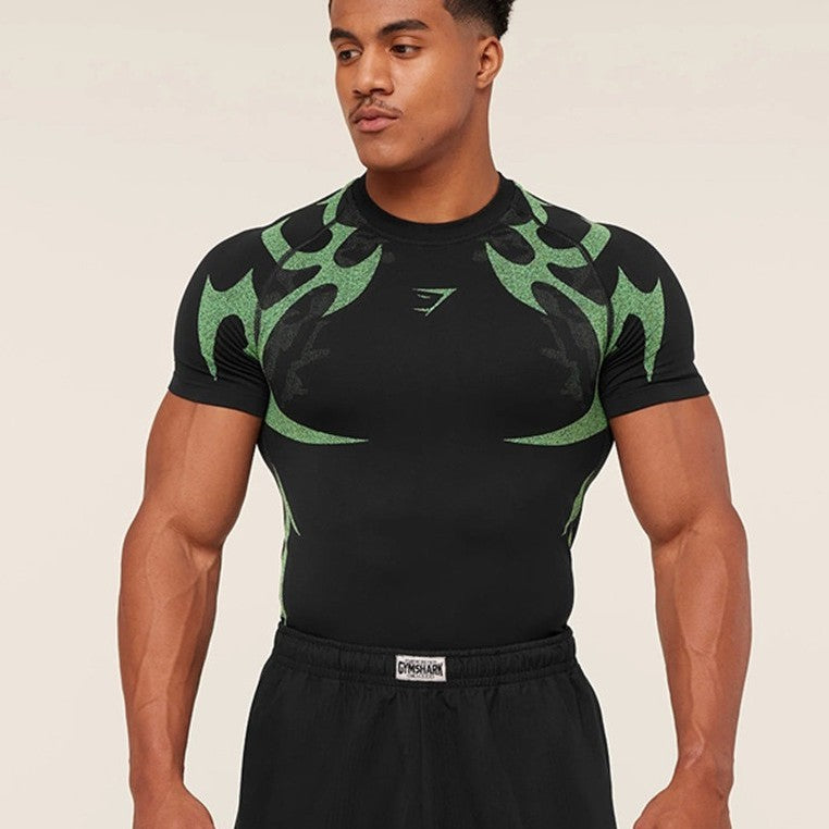 Herren nan nahtloses formgebendes Funktionsshirt mit Kompressionseffekt und ergonomischen Muskelzonen Echo Archiv