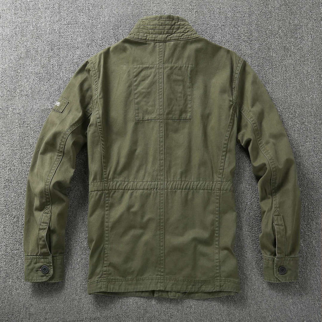Herren Militärische Feldjacke aus Baumwoll-Mix mit Stehkragen und Multifunktionstaschen Echoarchiv