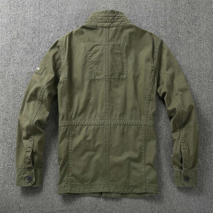 Herren Militärische Feldjacke aus Baumwoll-Mix mit Stehkragen und Multifunktionstaschen Echoarchiv