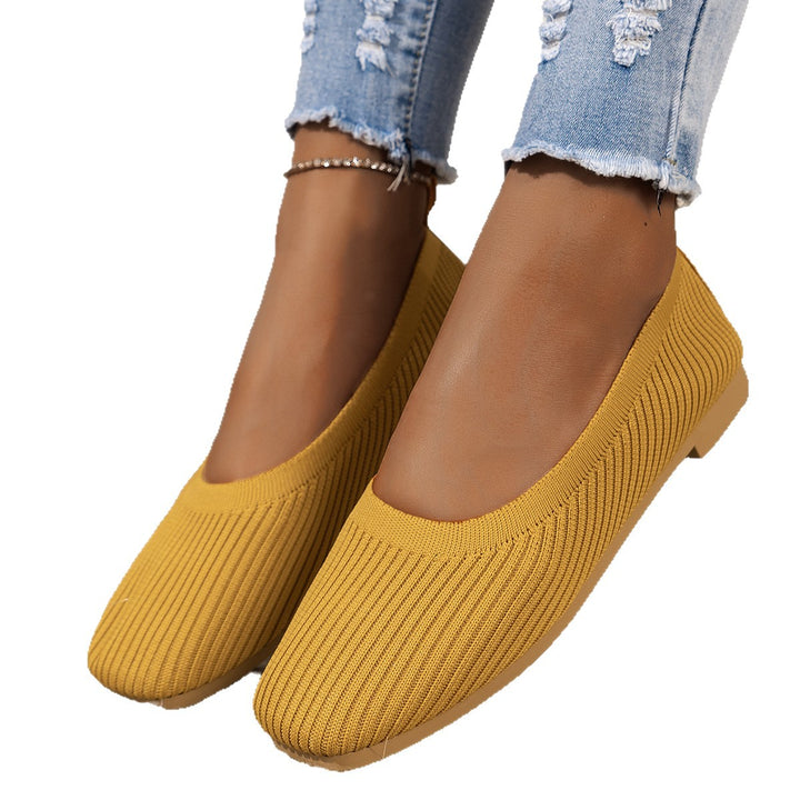Damen Atmungsaktive Strick‑Ballerinas mit quadratischer Spitze Echo Archiv