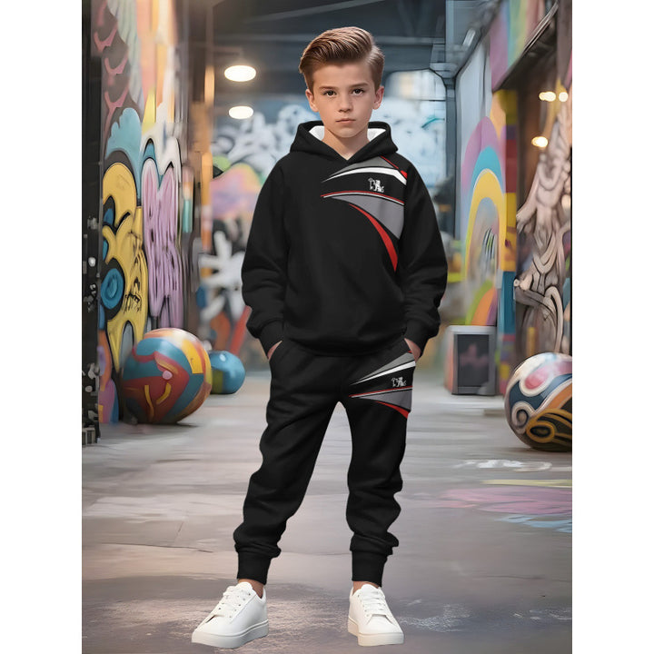 Unisex nan Kinder Jogginganzug mit Kapuzenpullover und detailreichem Auto-Print Echo Archiv