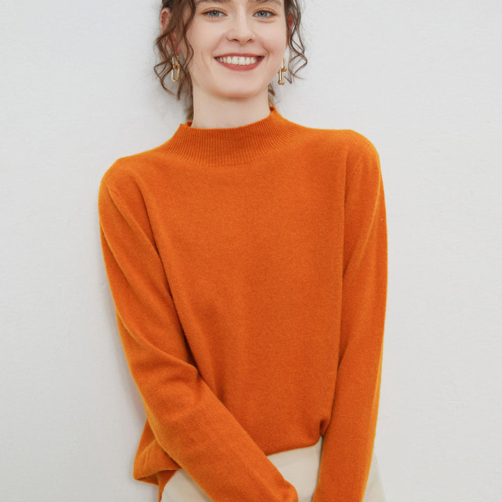Damen weicher Feinstrick-Mockneckpullover mit Angora‑Look und legerer Silhouette Echoarchiv