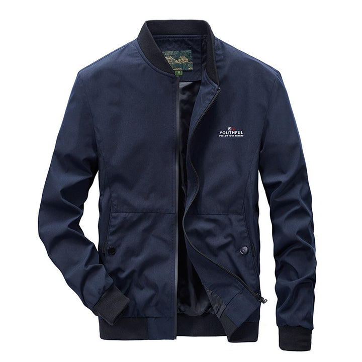 Herren Leichter Bomberblouson im urban-minimalistischen Stil mit Rippbündchen und Reißverschluss Echo Archiv