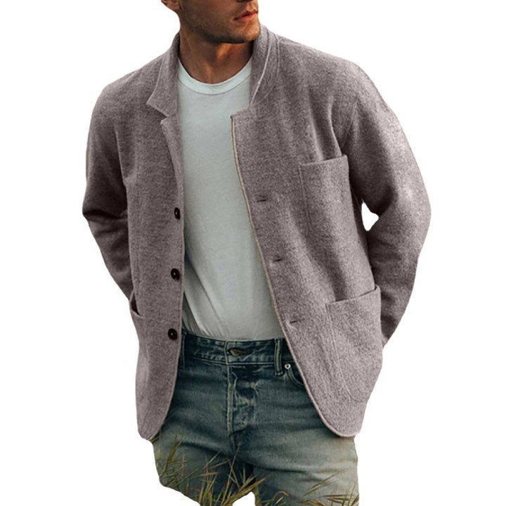 Herren lässiger Leinen-Blazer mit aufgesetzten Taschen Echoarchiv