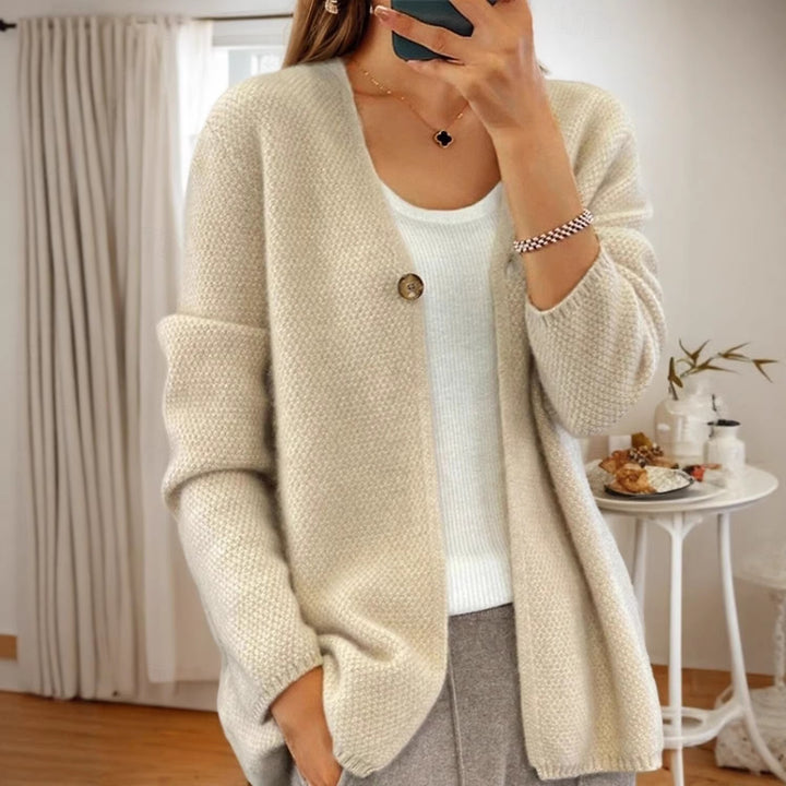 Damen nan strukturierter Strickcardigan mit V-Ausschnitt und verdeckter Knopfleiste Echo Archiv