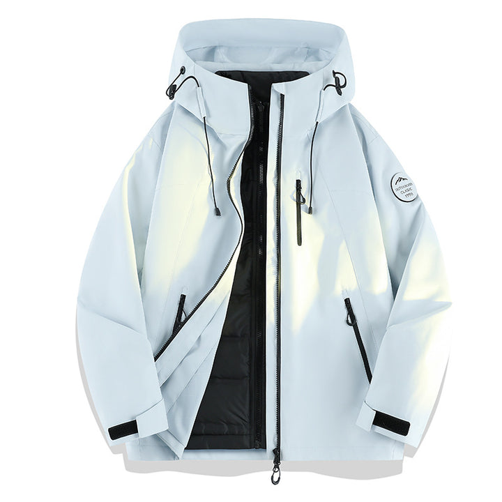 Damen Leichte wasserdichte Kapuzenjacke mit Teddy‑Charm und verdeckten Reißverschlusstaschen Echoarchiv
