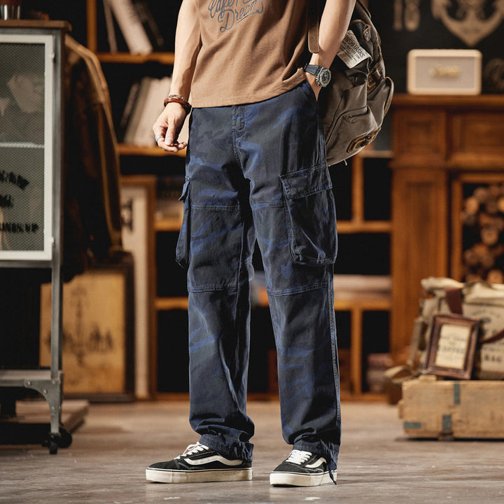 Herren Relaxed-Fit Camouflage-Cargohose mit seitlichen Klappentaschen und Kordelabschlüssen Echo Archiv