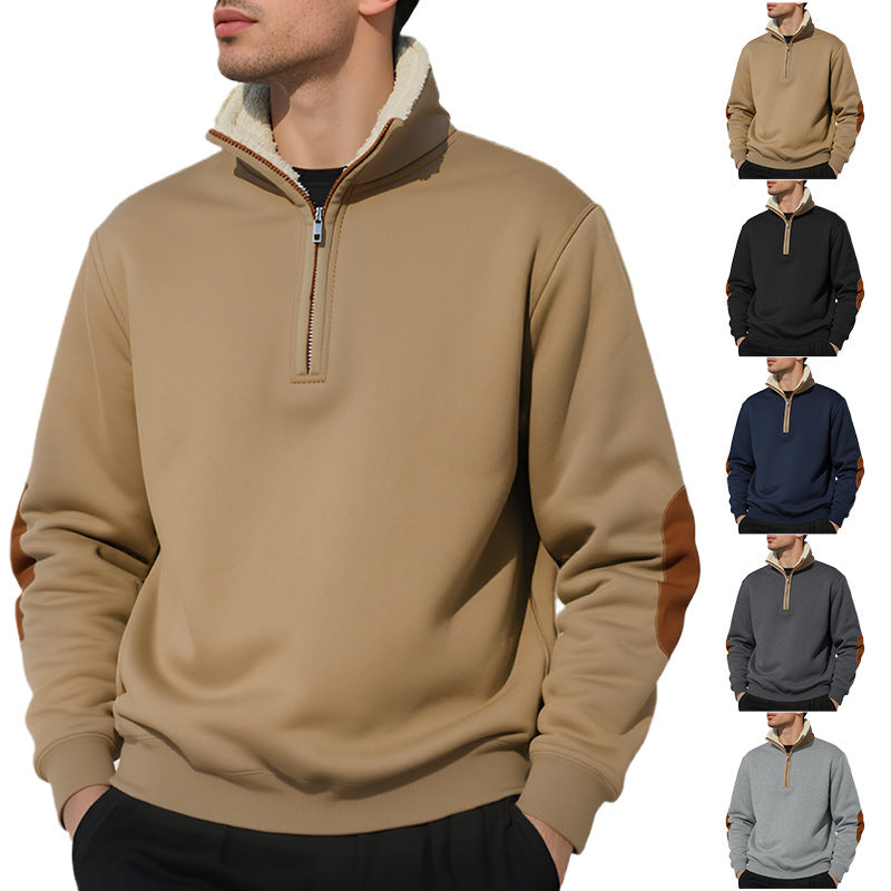 Herren Fleece-Pullover mit hohem Kragen und eleganten Kontrastdetails Echoarchiv